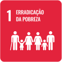 Imagem do ícone 1 dos objetivos de Desenvolvimento Sustentável, com a frase 'Erradicação da Pobreza'