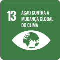 Imagem do ícone 13 dos objetivos de Desenvolvimento Sustentável, com a frase 'Ação contra a mudança global do clima'