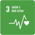Imagem do ícone 3 dos objetivos de Desenvolvimento Sustentável, com a frase 'Saúde e Bem-estar'