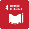 Imagem do ícone 4 dos objetivos de Desenvolvimento Sustentável, com a frase 'Educação de qualidade'