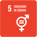 Imagem do ícone 5 dos objetivos de Desenvolvimento Sustentável, com a frase 'Igualdade de gênero'