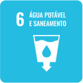 Imagem do ícone 6 dos objetivos de Desenvolvimento Sustentável, com a frase 'Água potável e saneamento'