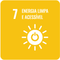 Imagem do ícone 7 dos objetivos de Desenvolvimento Sustentável, com a frase 'Energia limpa e acessível'