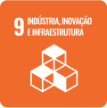 Imagem do ícone 9 dos objetivos de Desenvolvimento Sustentável, com a frase 'Indústria, Inovação e Infraestrutura'